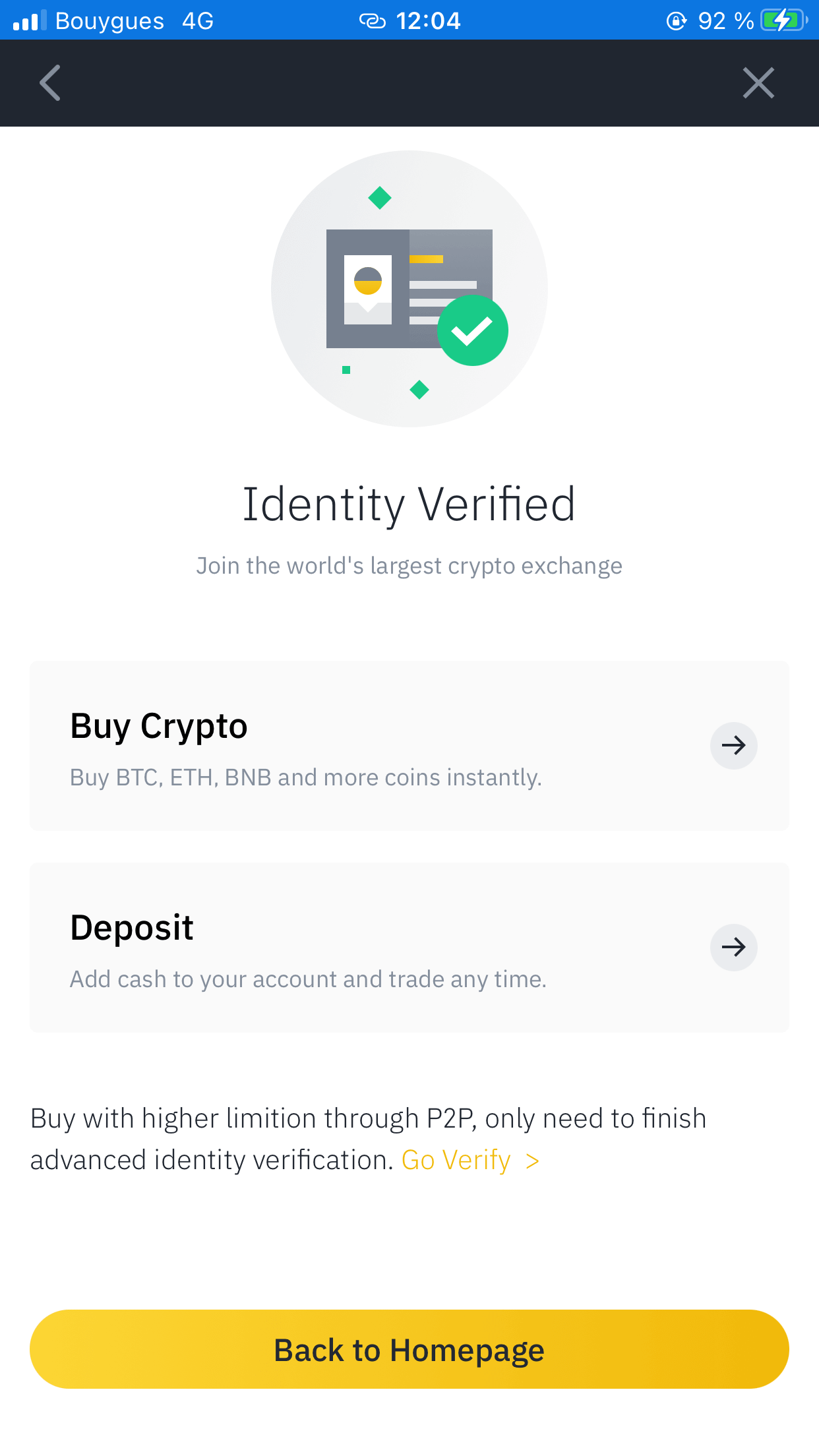 id verification binance