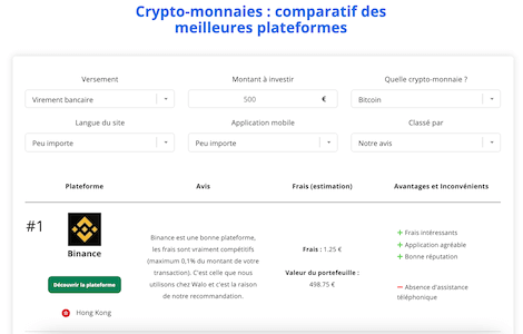comparer plateform crypto meilleure