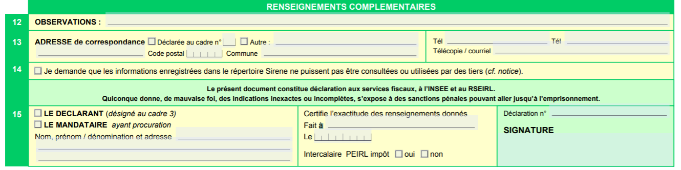 RENSEIGNEMENTS COMPLEMENTAIRES
