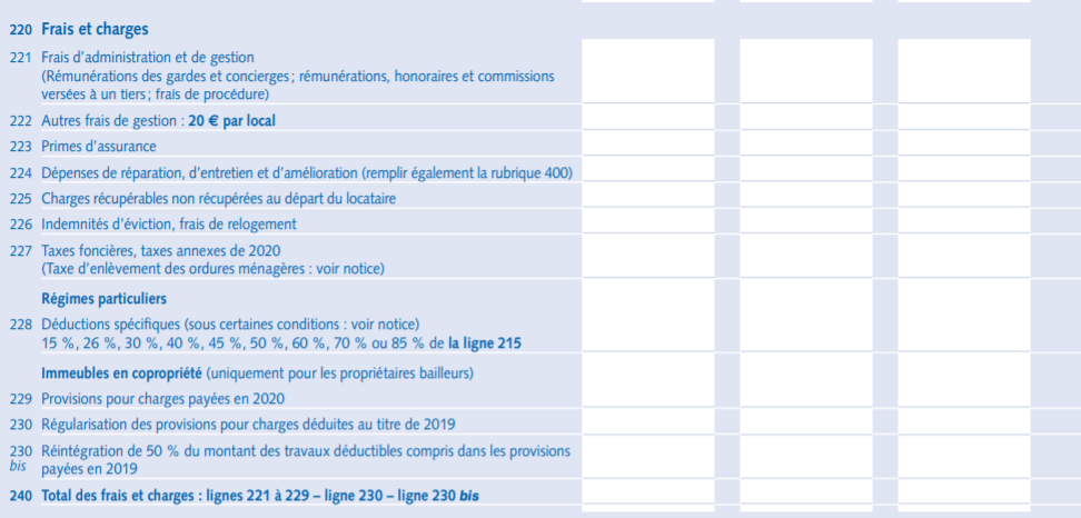 2044 frais et charges