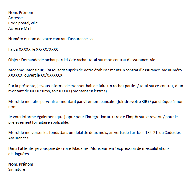 Rachat assurance vie
