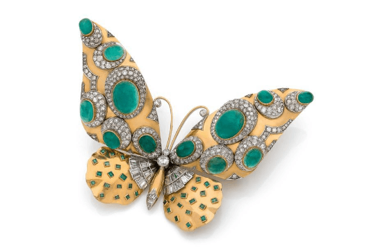 Broche papillon de la créatrice Suzanne Belperon, haute joaillerie de collection