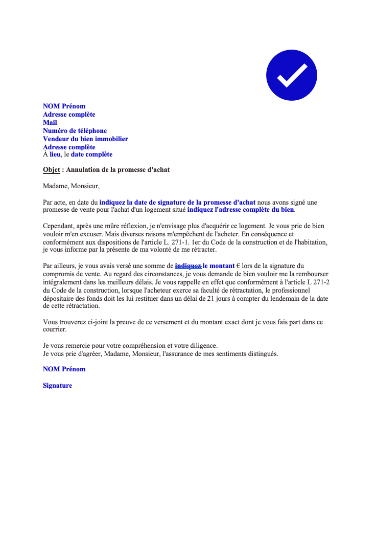 Annulation de la promesse dachat 1 1