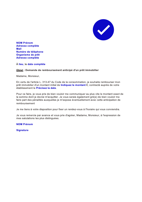 Remboursement anticipe pret 1