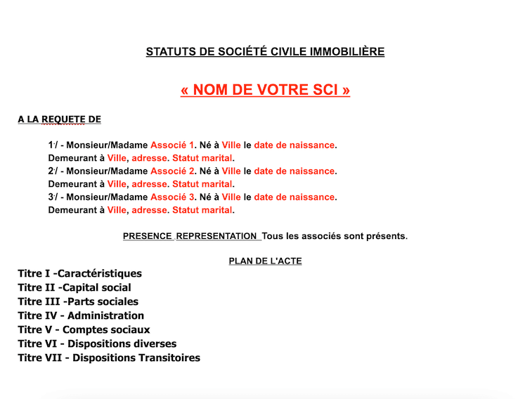 sci statuts exemple
