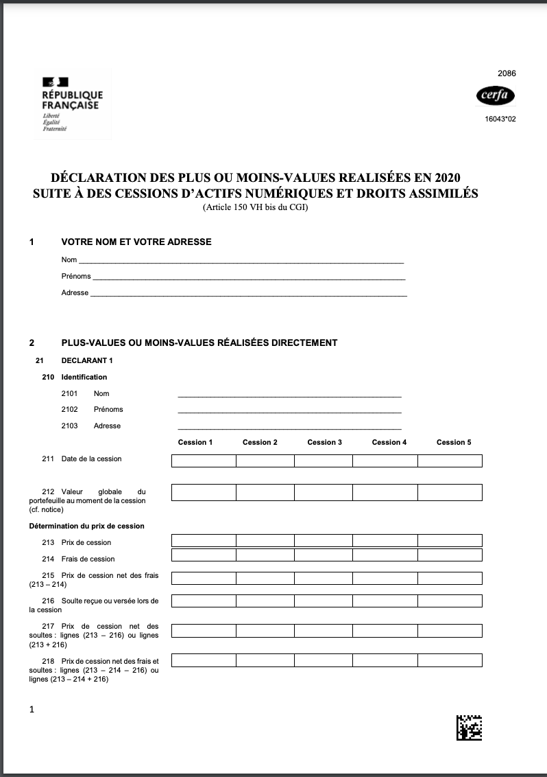 declaration cerfa 2086