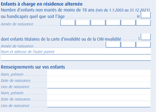 case H garde alternée impôts