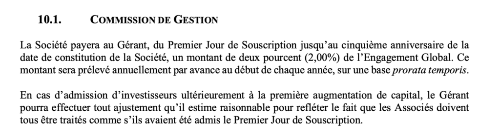 frais de gestion commission dealclub