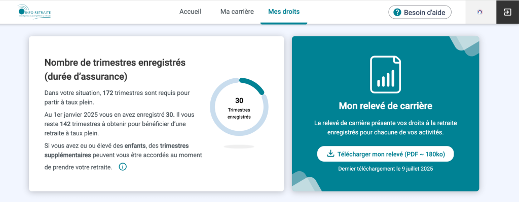 retraite trimestres enregistres info