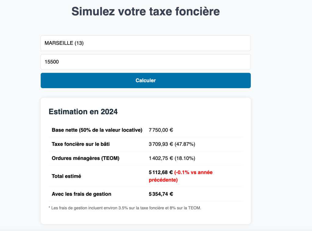 simulateur taxe fonciere