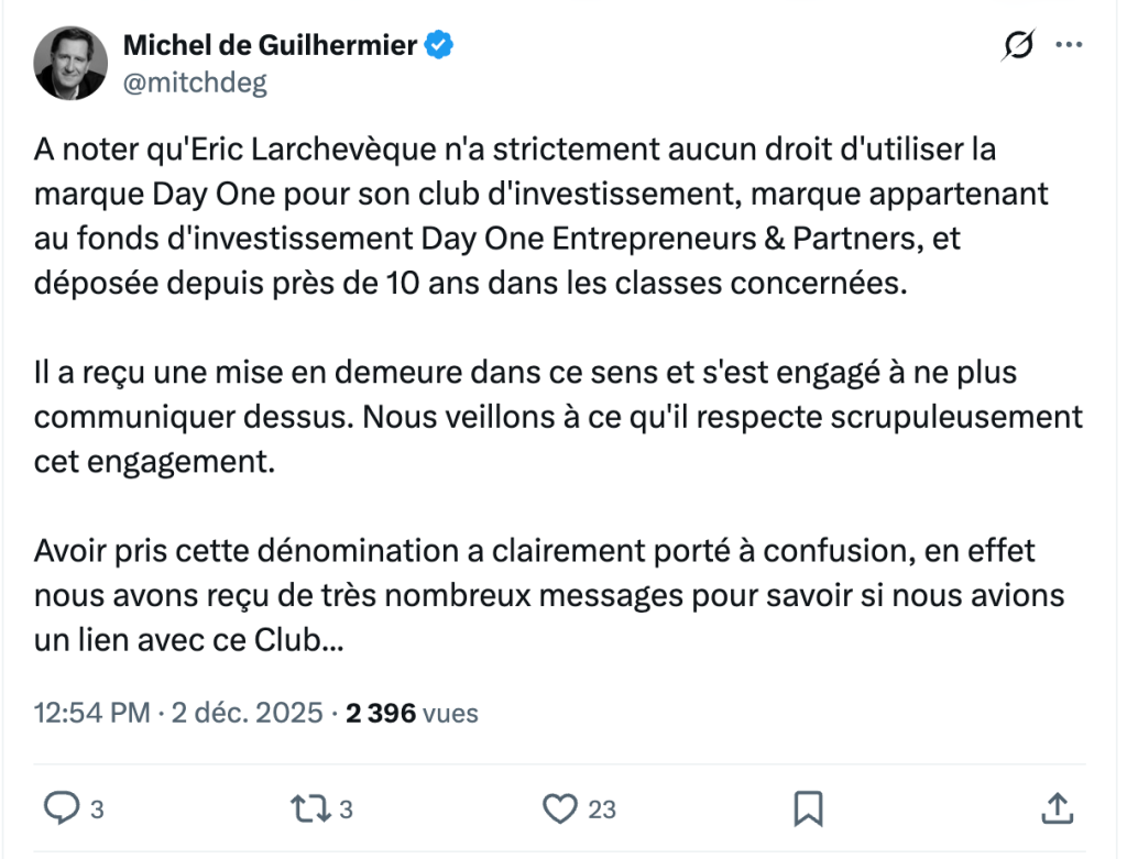 tweet day one eric larcheveque club