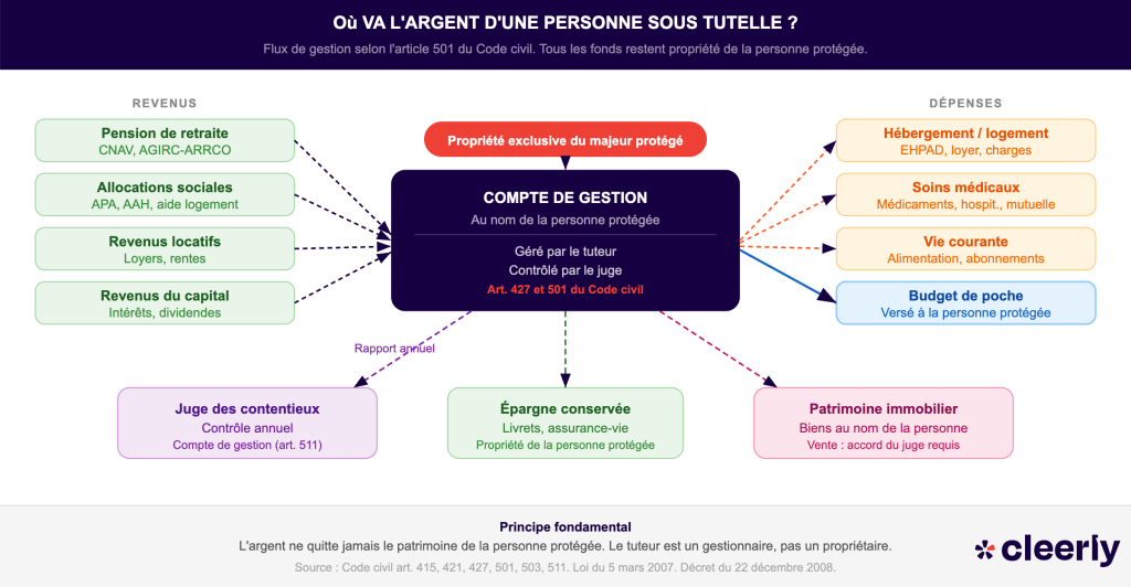 argent personne sous tutelle flux